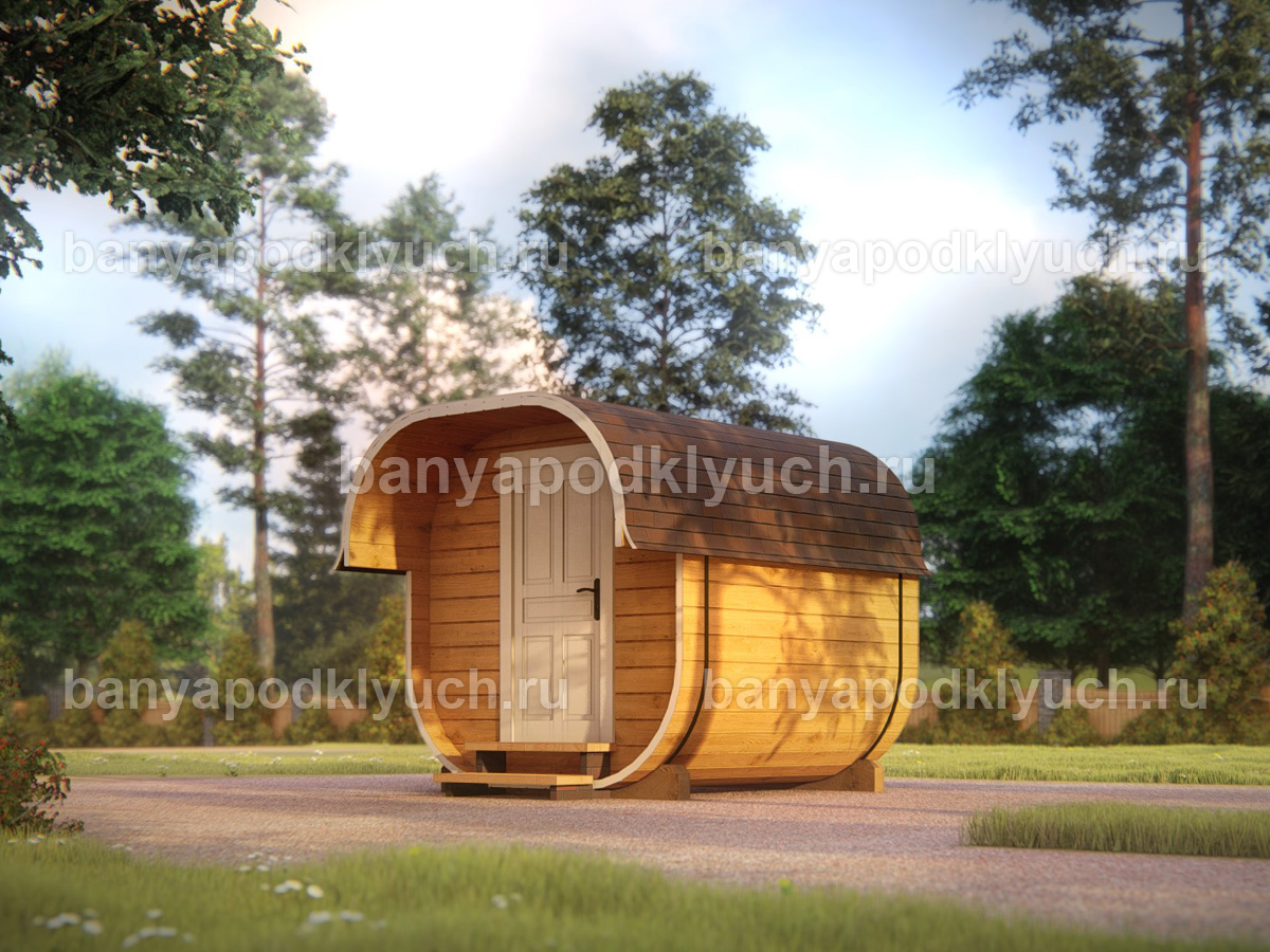 Баня-бочка 2.3x2 м Баня-бочка 2.3x2 м